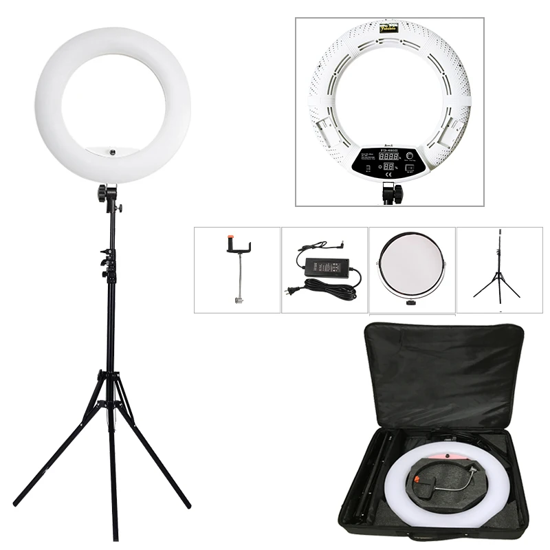 Yidoblo белый FD-480II 1" студийный Диммируемый светодиодный кольцевой светильник наборы 480 Светодиодная лампа для освещения видео фотографический светильник+ подставка(2 м)+ сумка