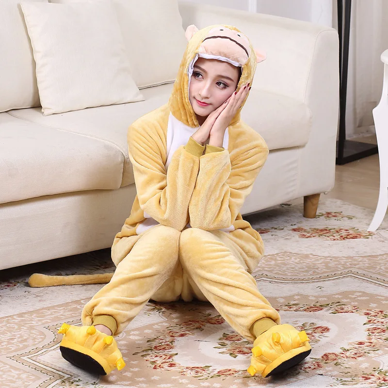 Зимние Kawaii пижамы Аниме Косплей костумевзрослая обезьяна, Косплей пижамы комбинезоны