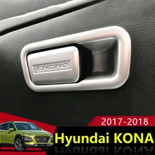 ABS Chrome Car Glove Box di Stoccaggio Copilota Interruttore Maniglia Paillettes Trim Coperture Autoadesivo Per Hyundai Kona Encino 2017 2018 Accessori