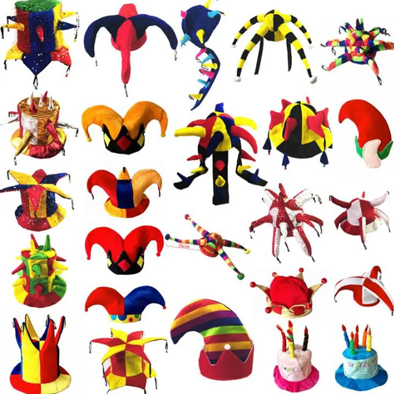 New Colorful Clown Hat Funny Circus Party Hats Caps Kids Adults Cosplay Props Halloween Supplies | Дом и сад