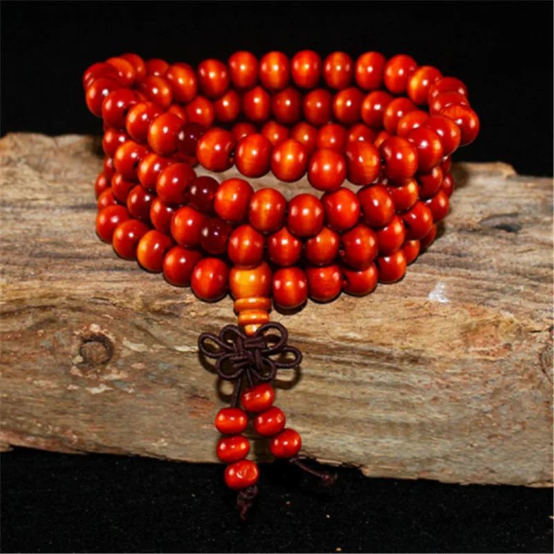 Natural Sandalwood Bracelet Men Buddhist Buddha Meditation Bead Bracelet For Women Prayer 108 Beads Rosary Hanging Decoration