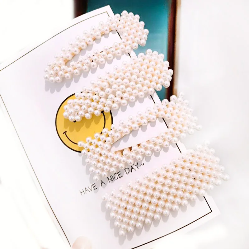 

Fashion Korean Pearl Imitation Pearl One Clip Female Small Adult Clip BB Hairpin Female Hairstyle Jewelry Non Handmade Hairpin