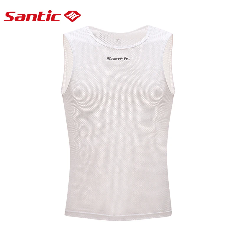 

Santic Men Cycling Vest Breathable Quick Dry Undershirt Sleeveless MTB Bike Riding Vest Reflective Bicycle Sport Clothing White