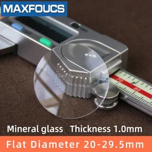 Стекло для часов, минеральное стекло, плоская толщина 1,0 мм, диаметр от 20 мм до 29,5 мм, прозрачный кристалл, запчасти для часов, 1 шт
