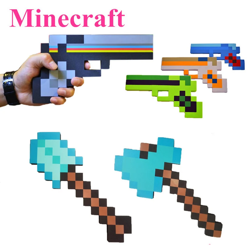 

New Minecraft Foam Sword Pick Axe Shovel Gun Toys Minecraft Game EVA Weapons Model Toys for Kids Children Outdoor Fun & Play