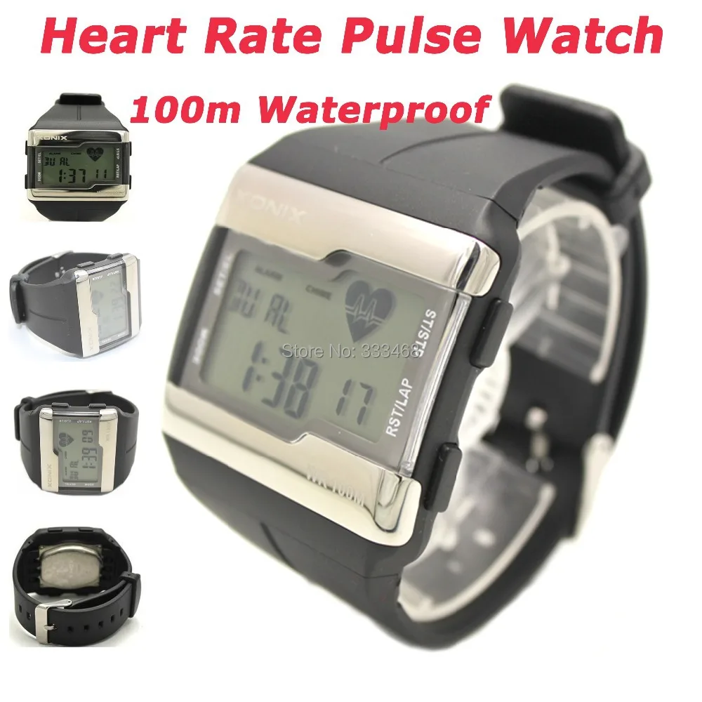 2014 Fasion New Finger Touch Sensor Men Wrist Watch Large Dial Heart Rate Pulse Monitor 100 Meter Waterproof Free Shipping | Наручные