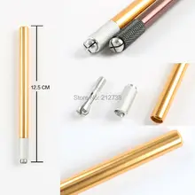 Золотая макияжная ручка с микролезвием аппарат для татуажа для постоянного макияжа бровей Татуировка ручка-держатель игл 2шт иглы Лезвия микроблейдинг