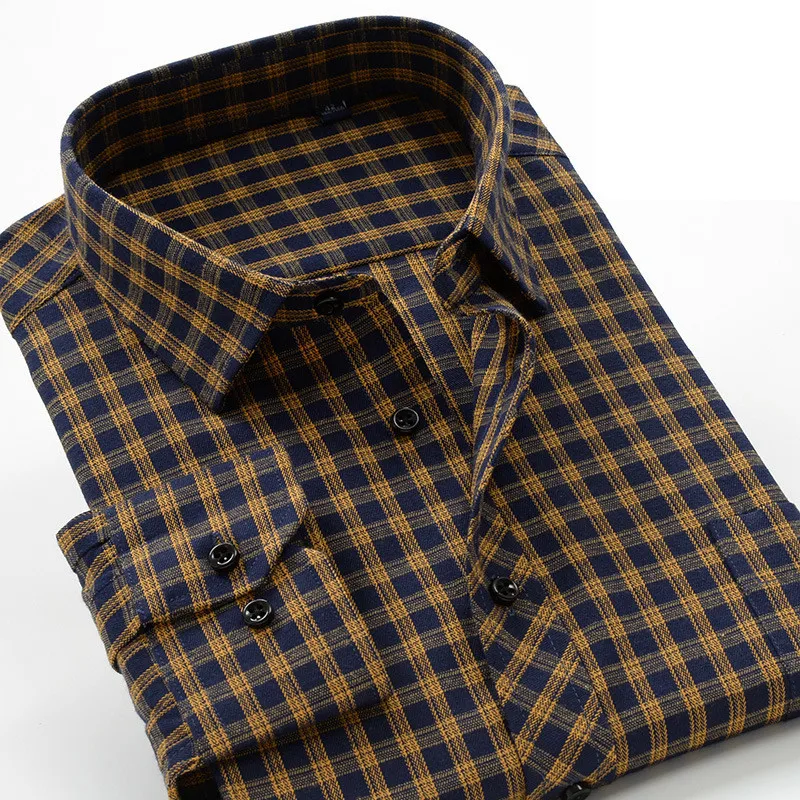 Plaid Shirt 10XL Thick Winter Business 7XL Mens Casual Cotton Warm 8LX And 9XL Autumn