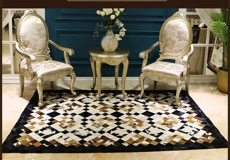 

Fashionable art carpet 100% natural genuine cowhide leather tapis salon