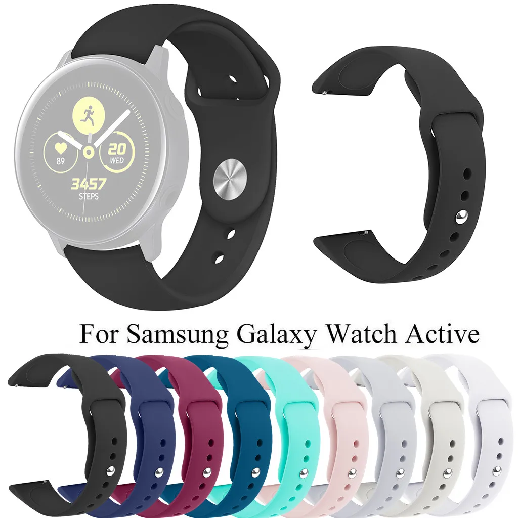 Однотонные цветные часы с силиконовым ремешком ремешок для samsung Galaxy Watch Active Larg Спортивные Мягкие силиконовые Замена с ремешком совместимый