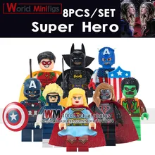 10 много Супер Герои Капитан Америка Робин классический Сокол над девочкой животное человек строительные блоки кирпичи подарки игрушки для детей