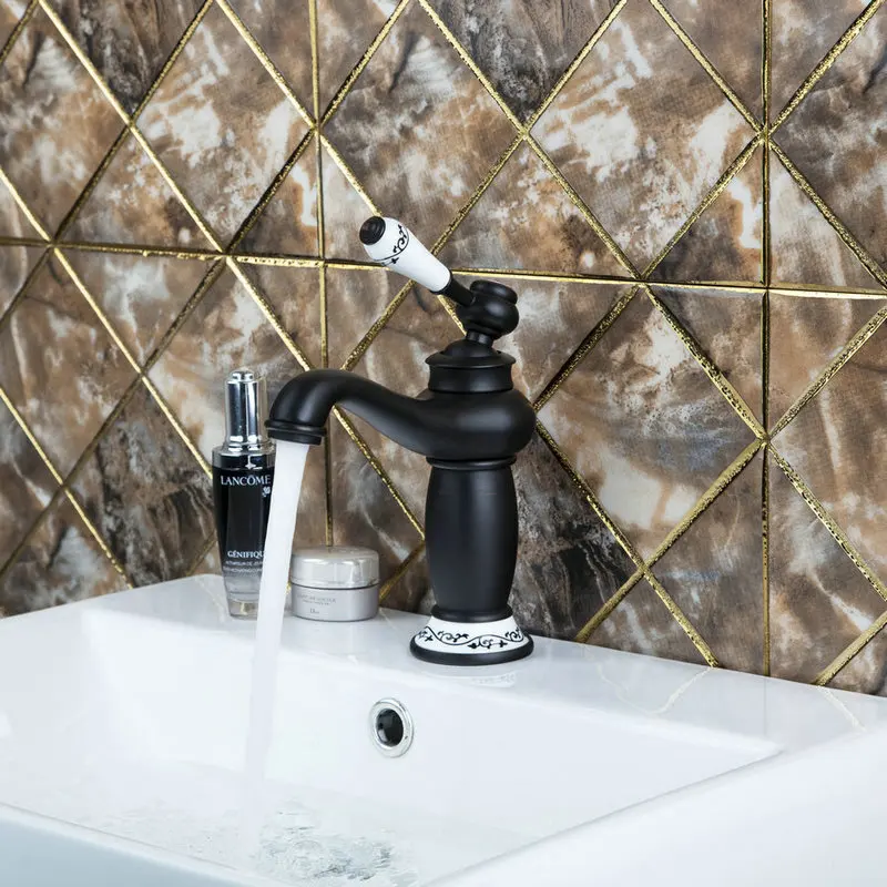 

New Arrive Single/Ceramic Handle Basin Torneira Bathroom Oil Rubbed Black Bronze 97104 Deck Mount Sink Vanity Tap Mixer Faucet