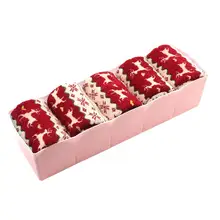 1 шт. 5 ячеек розовый простой Пластик коробка для хранения прямоугольник хранения Чехол представлен 5 шт. Повседневное вязать Рождественский олень носки