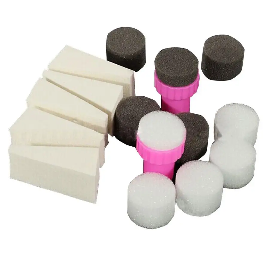 1Set (15pcs Nail Art Sponge +2 Stamper) DIY Tool Template Transfer