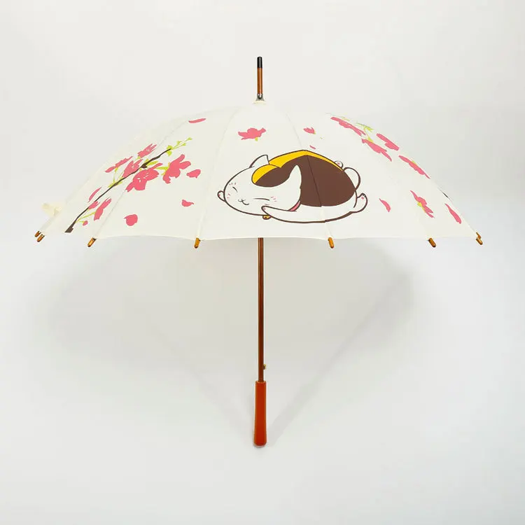 

Cartoon Totoro Umbrella Rain Kids Quality Wooden Handle Umbrellas Anti UV Cute Cat Pattern Parasol 16 Ribs