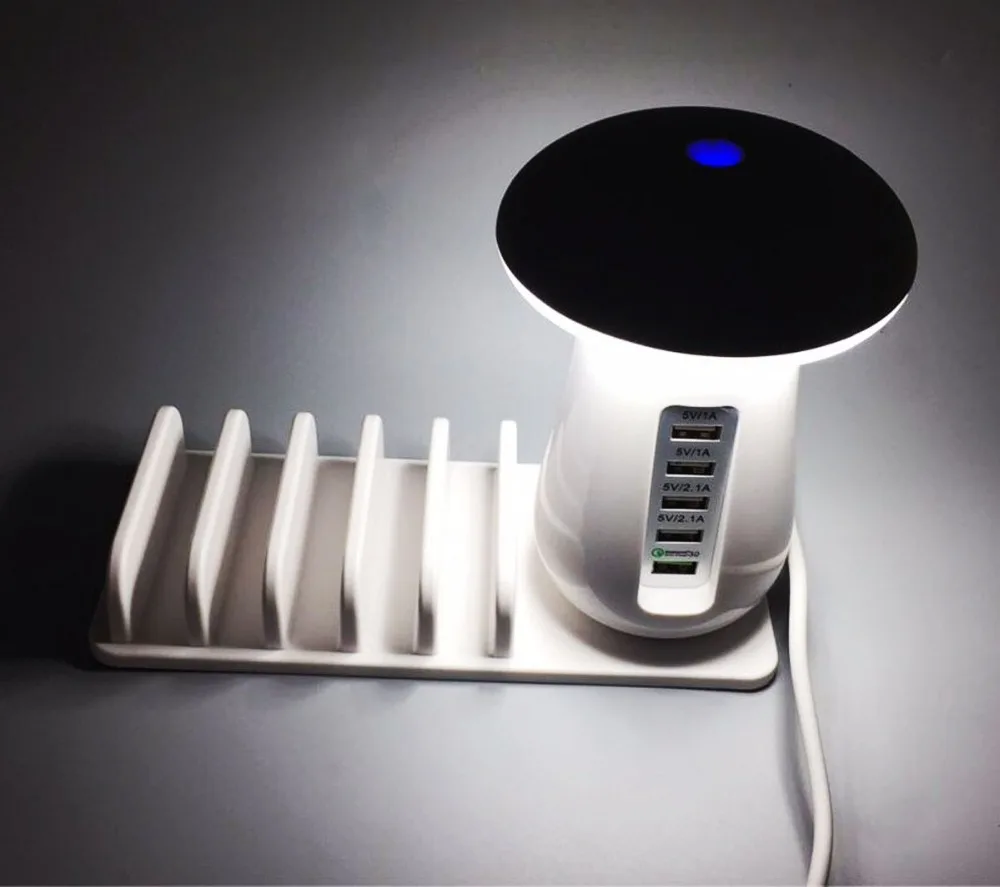 QC3.0 Quick Charge Charger Desk Lamp 5 Ports USB Charger Desktop Light