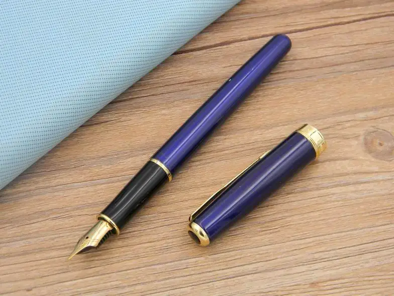 Офисная стандартная Подарочная школьная черная с золотой отделкой M перьевая ручка - Цвет: Синий