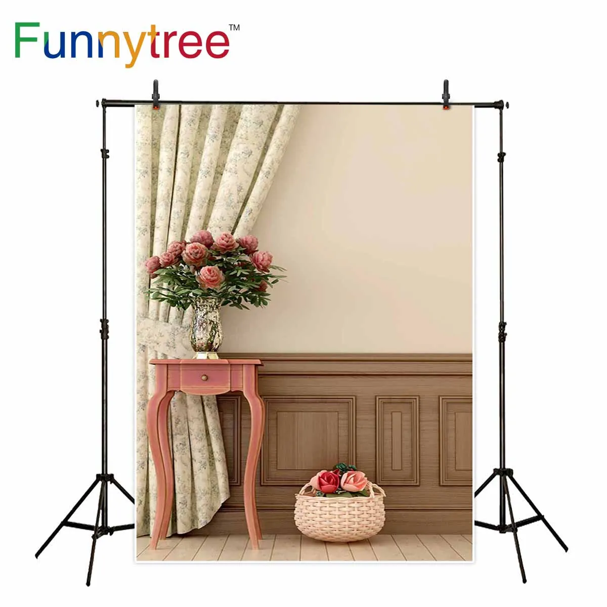 

Funnytree backdrop for photographic studio Provence style room indoor flowers curtain background photocall photobooth printed