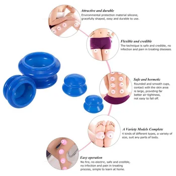 

Moisture Absorber 4Pcs Anti Cellulite Vacuum Cupping Cup Silicone Family Facial Body Massage Therapy Cupping Cup Set 4 Size