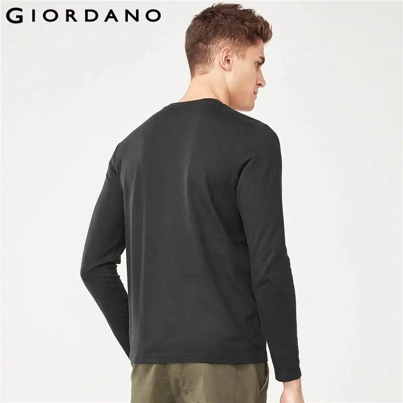 Giordano los hombres T camisa de los hombres cepillado de algodón de cuello redondo Camiseta de manga larga Hombre duradera Tee cálido y cómodo para Hombre clásico Giordano los hombres T camisa de los hombres cepillado de algodón de cuello redondo Camiseta de manga larga Hombre duradera Tee cálido y cómodo para Hombre clásico