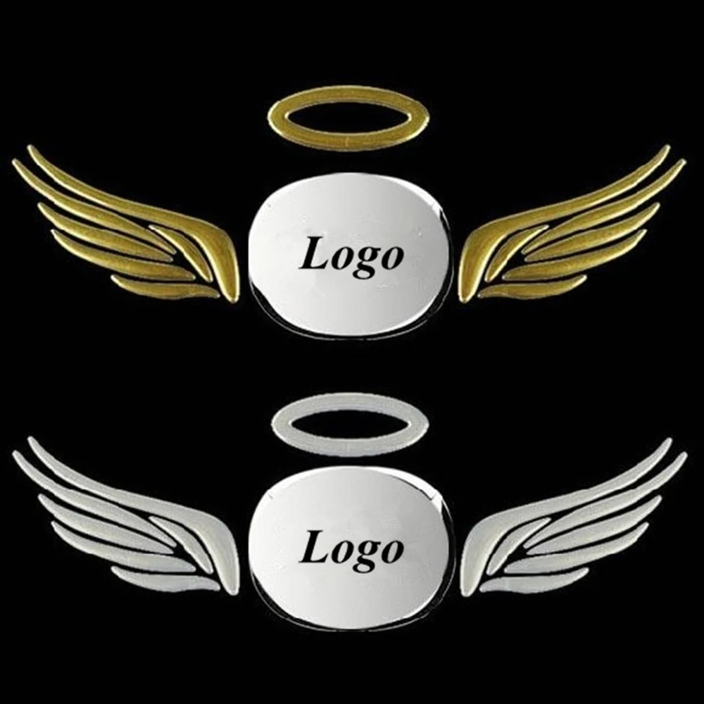 2 Pcs Auto 3D Car Logo Sticker Alloy Metal Angel Hawk Wings Emblem