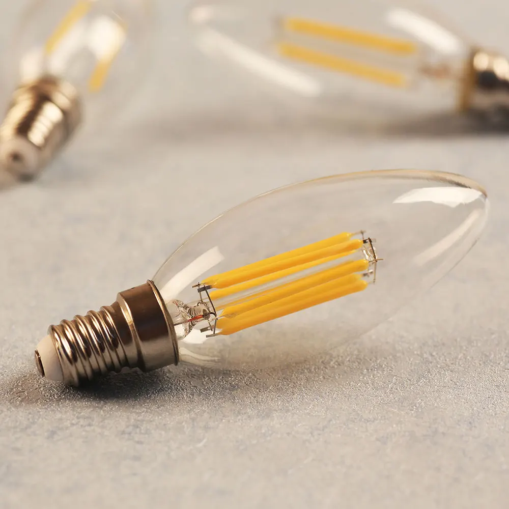 

Led Candle Bulb 6W 4W 2W E14 Led 220V E12 110V Retro Edison Filament Light Dimmable Lamp Energy Saving for Indoor Home Lighting