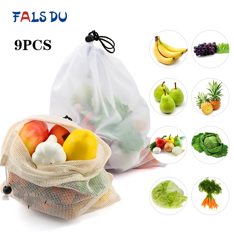 

Reusable Vegetable Fruit Bags Eco Friendly Shopping Toys Mesh Produce Bags Washable Kitchen Storage Mesh Bags
