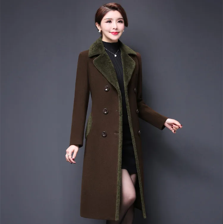 Middle Aged Women Winter Long Wool Coats And Jackets For Female 2018 Elegant Overcoats Wool Outwear Jacket Button Pocket AS071 (33)