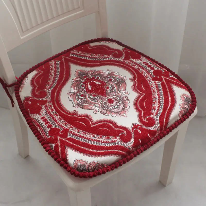 Традиционный китайский стиль подушки для стула для дома и офиса Удобная столовая Подушка для стула трапециевидная Толстая теплая подушка для сиденья - Цвет: xinsuofeiyajiuhong