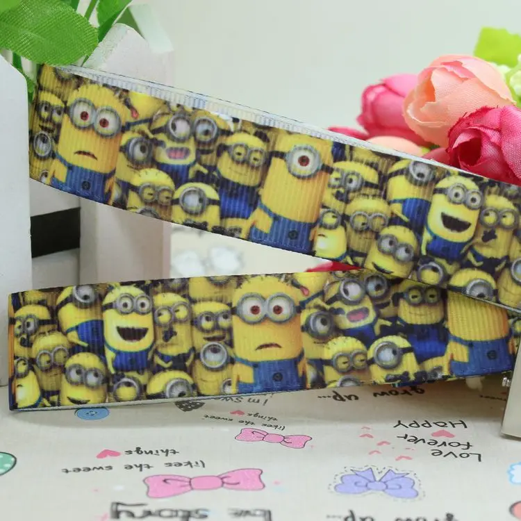 

DHK 7/8'' 5yards Despicable Me Minions printed grosgrain ribbon hair bow diy party decoration OEM Wholesale 22mm C581