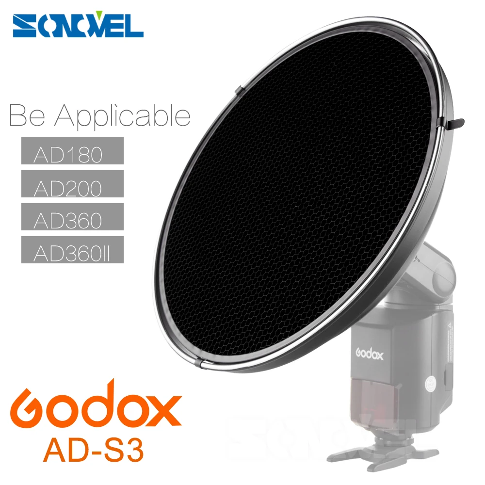 Godox AD-S3 отражатель с сотовой крышкой для Witstro AD200 карманная вспышка AD180 AD360 AD360II