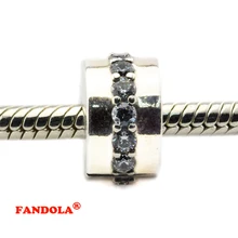 Блестящий путь клип бусины с прозрачным кубическим цирконием Подходит Pandora Подвески браслет стерлингового серебра 925 ювелирные изделия