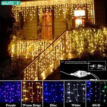 Одномодовых или 8 режимов Рождественские огни Открытый 4,5 м 100 светодиодные гирлянды Шторы гирлянда из светодиодной ленты вечерние свадебный Декор лампы 220V