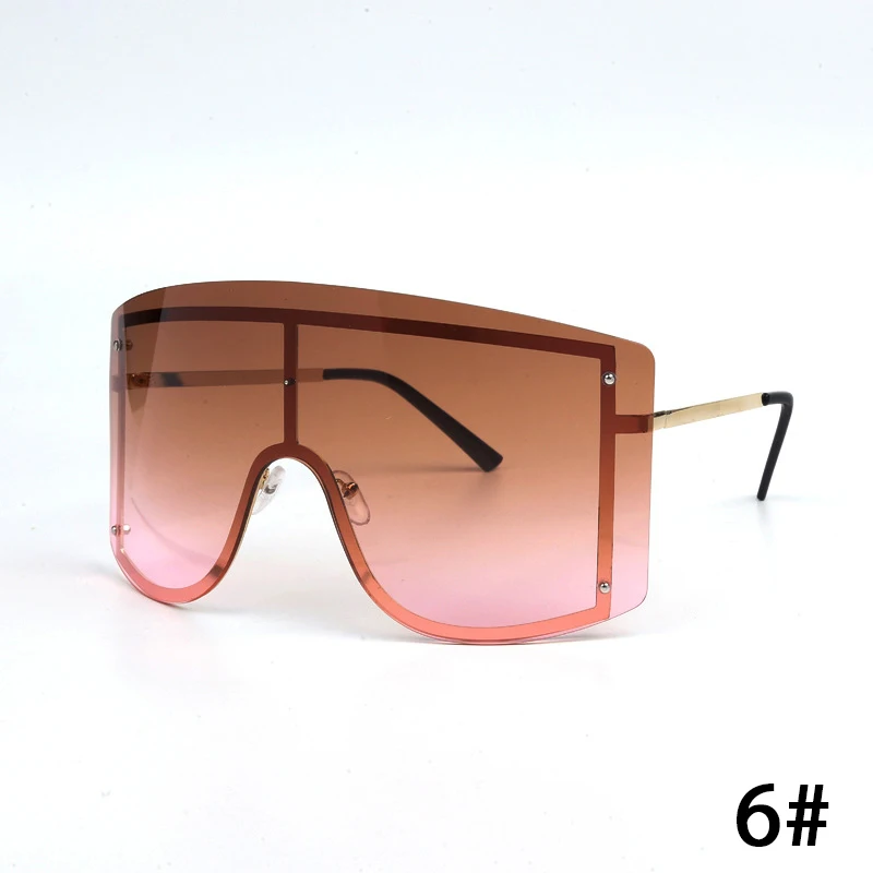 WISH CLUB, новые модные негабаритные солнцезащитные очки для женщин, фирменный дизайн, без оправы, цветные градиентные квадратные линзы, металлические женские солнцезащитные очки - Цвет линз: F