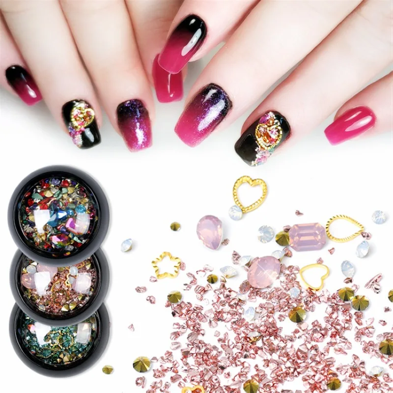 

1box Nail Art Rhinestone Mix Broken Studs Zircon Opal Crystal Strass UV Gel Polish Decoration 3D Manicure Salon Tips New Design