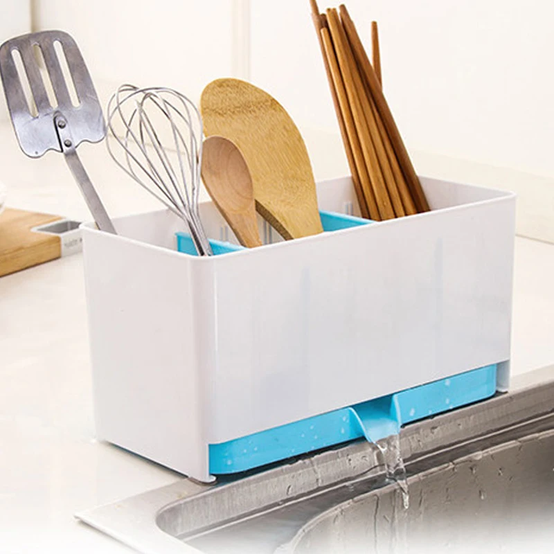 

Useful Kitchen Holder Rack Sponge Basket Wash Dry Shelf Cutlery Drainer Sink Tidy Utensils