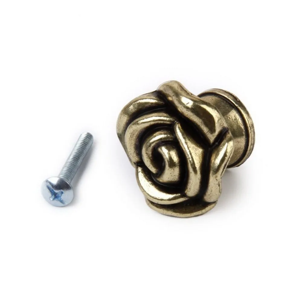 

Antique Zinc alloy rose cabinet shabby chic vintage knob drawer pulls furniture handles Cupboard Pull Handle 35mm