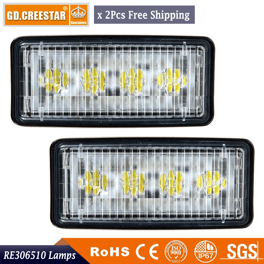 

GDCREESTAR Rectangular LED tractor work lights OEM R161288, RE306510, RE340681, RE37450 12V 24V sealed beam lights x2pc freeship