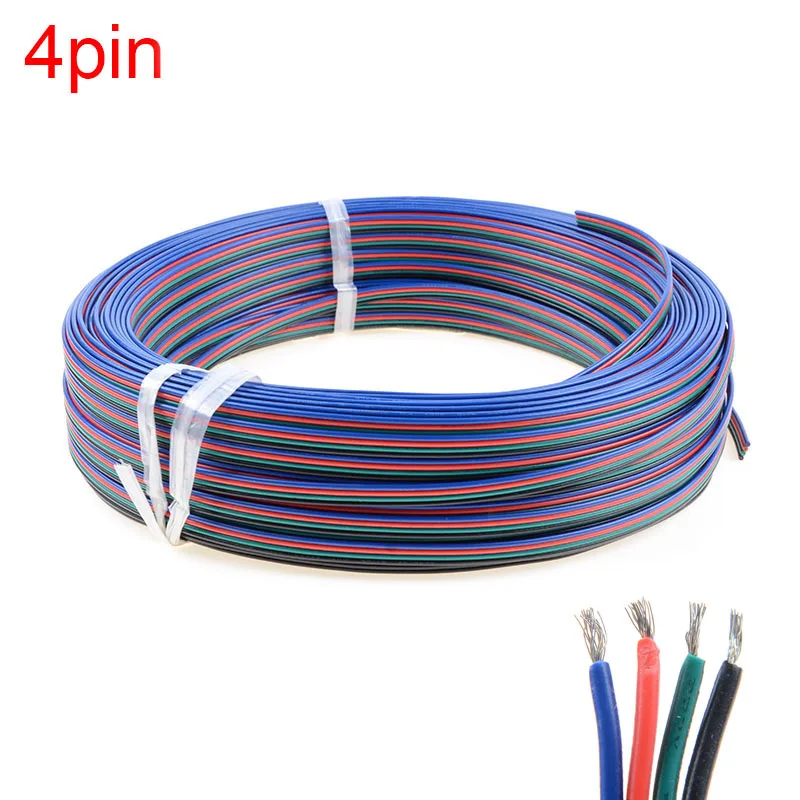 Луженая Медь 22AWG led RGB кабель 4-контактный с ПВХ изоляцией провода 22 awg UL2468 полоса