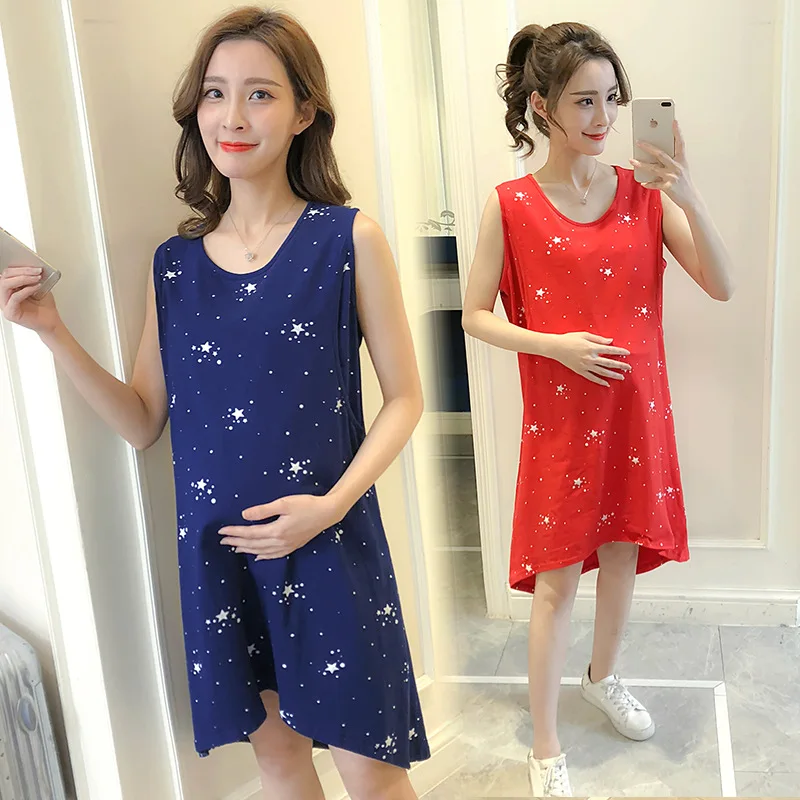 

Maternity Breast Feeding Nursing Nightwear for Pregnant Nursing Sleeveless Nightdress Maternity Breastfeeding Nightgown Dress