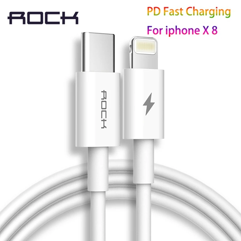 

USB Type C to for Lightning Cable,ROCK PD Fast Charging 15W USB Type-C Cables Data Sync Cable for iPhone X 10 8 FD Fast charge