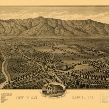 Vintage Map of San Gabriel California 1893 Los Angeles County Poster Print (24 x 36)