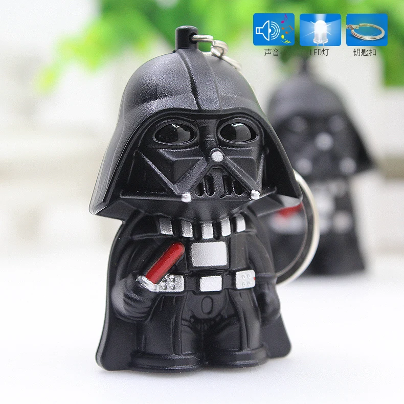 New Star Wars Darth Vader LED Flashlight Sound and Light Keychain Key Ring Black