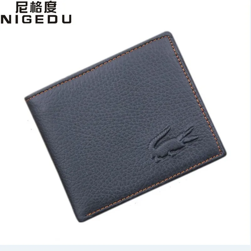  Genuine Leather short men Wallets thin wallet men's money clip black purses coin pouch carteira Wallet Free Shipping 