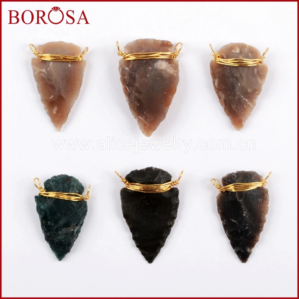 BOROSA 10/20 шт. Золотые провода обернутые натуральные Jaspers Arrowhead коннектор из
