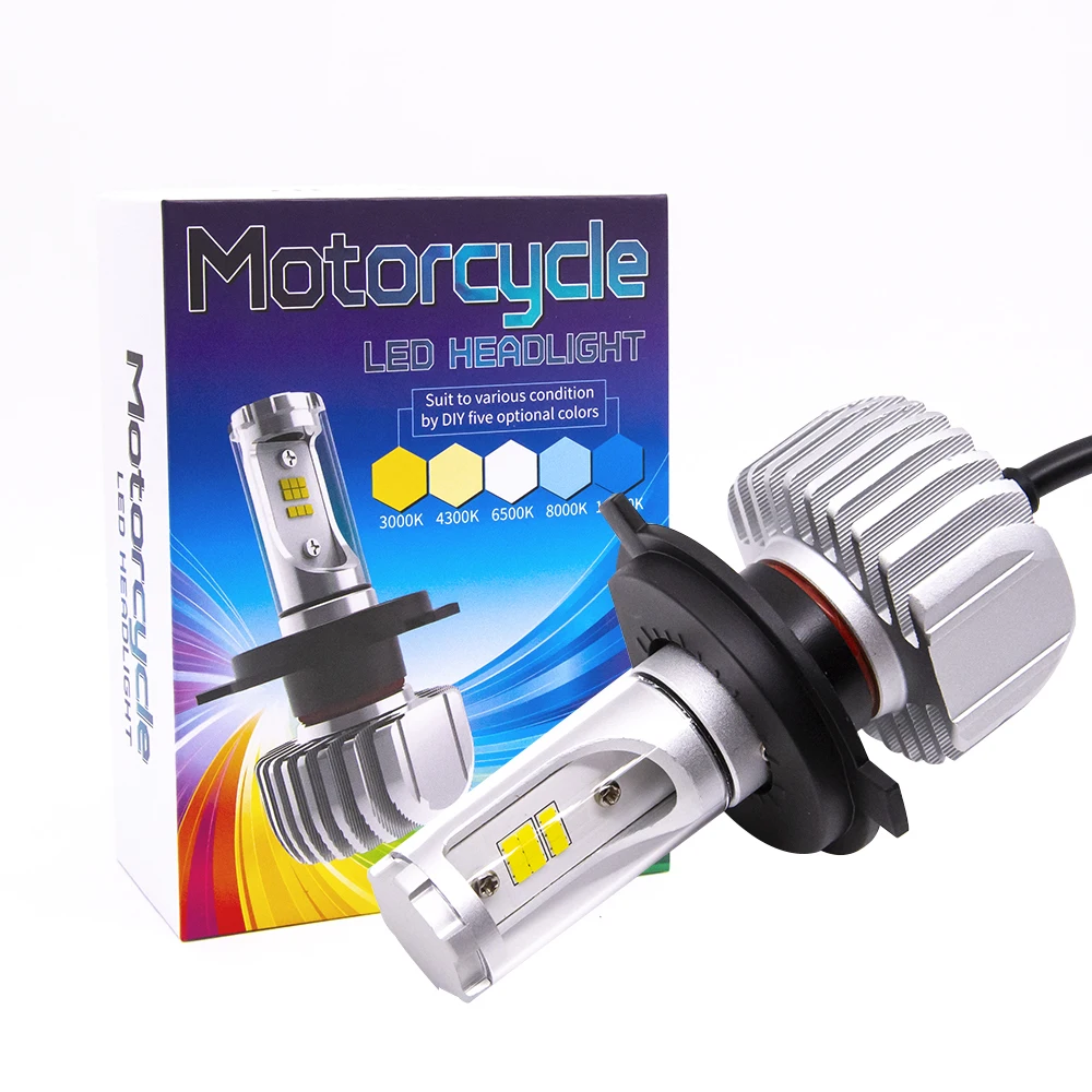

1pc Motorcycle Headlight H4 HS1 LED Bulb 3600LM Farol Moto DIY Changing Color 3000K 4300K 6000K 8000K 10000K