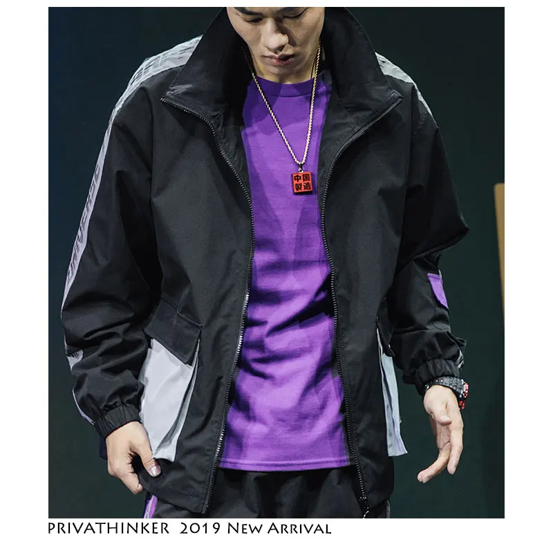 Privathinker Harajuku Loose Jacket Man Clothes 2019 Casual Print Men Korean Spring Streetwear Fashion Zipper Windbreaker | Мужская