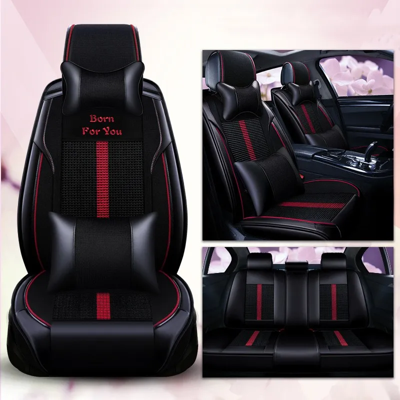 

Car Seat Cover 10pcs Set Universal for All 5 Seats Car PU Leather Summer Cooling Water-Resistant Seat Covers