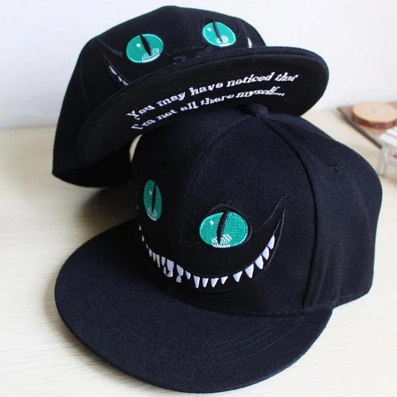Prix pour 1 Pièce 2016 De Mode Unisexe Alice au Pays Des Merveilles Motif Cheshire chat de Bande Dessinée Coton Casquette de Baseball De Hiphop Prix pour 1 Pièce 2016 De Mode Unisexe Alice au Pays Des Merveilles Motif Cheshire chat de Bande Dessinée Coton Casquette de Baseball De Hiphop