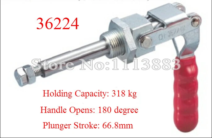 

Push Pull Type Toggle Clamp 36224 Holding Capacity 318KG 702LBS Plunger Stroke 66.8mm